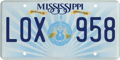 MS license plate LOX958