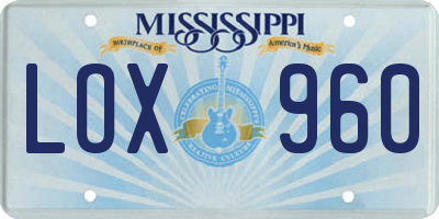 MS license plate LOX960