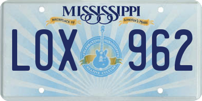 MS license plate LOX962