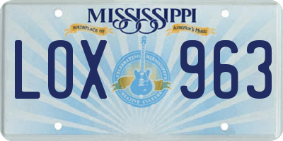 MS license plate LOX963