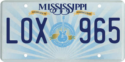 MS license plate LOX965