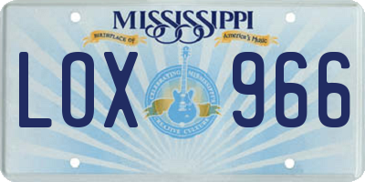 MS license plate LOX966