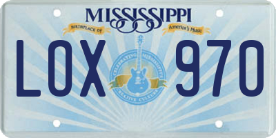 MS license plate LOX970