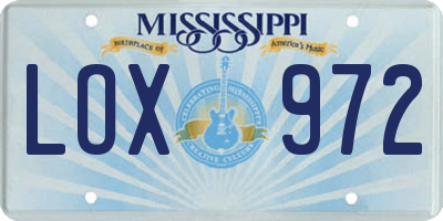 MS license plate LOX972