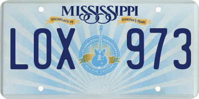 MS license plate LOX973