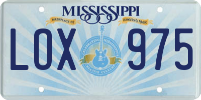 MS license plate LOX975