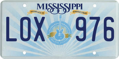 MS license plate LOX976