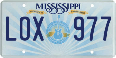 MS license plate LOX977
