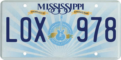 MS license plate LOX978
