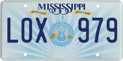 MS license plate LOX979
