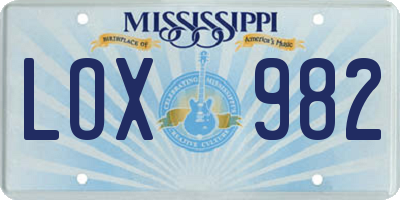 MS license plate LOX982