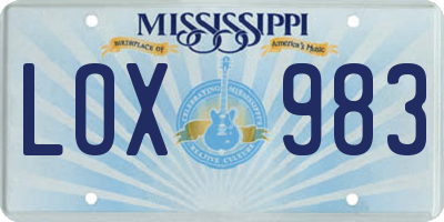 MS license plate LOX983