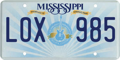 MS license plate LOX985