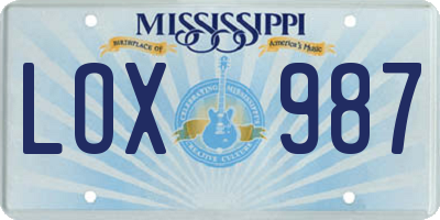 MS license plate LOX987