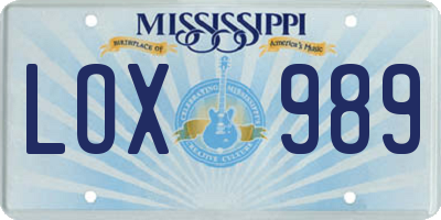 MS license plate LOX989