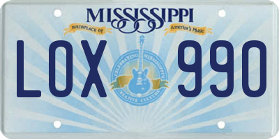 MS license plate LOX990