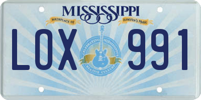 MS license plate LOX991