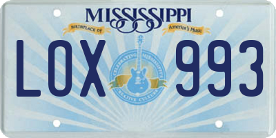 MS license plate LOX993