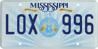 MS license plate LOX996