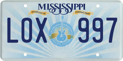 MS license plate LOX997