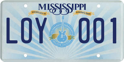 MS license plate LOY001