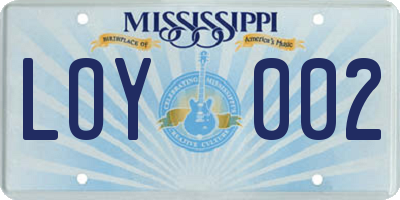 MS license plate LOY002