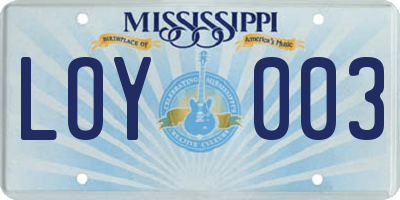 MS license plate LOY003