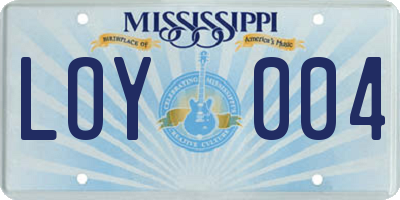 MS license plate LOY004