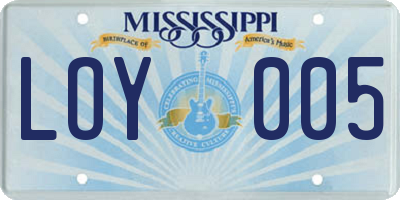 MS license plate LOY005