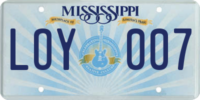 MS license plate LOY007