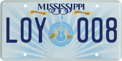 MS license plate LOY008