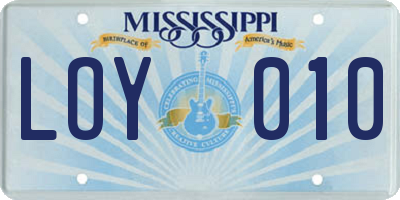 MS license plate LOY010