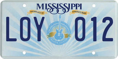MS license plate LOY012