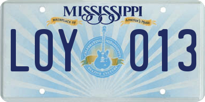 MS license plate LOY013