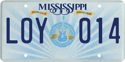 MS license plate LOY014