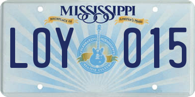 MS license plate LOY015