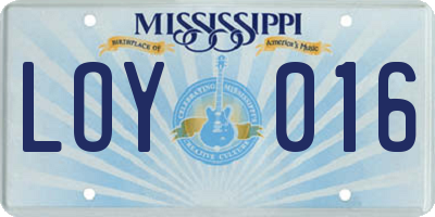 MS license plate LOY016