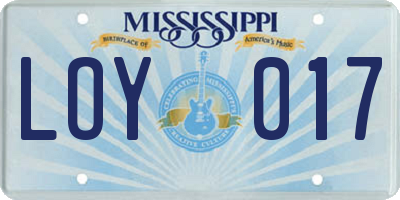 MS license plate LOY017