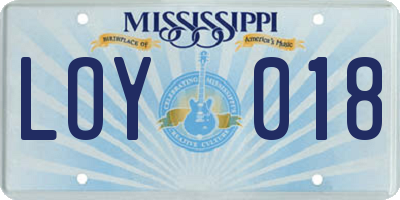 MS license plate LOY018