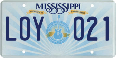 MS license plate LOY021