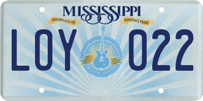 MS license plate LOY022