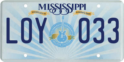 MS license plate LOY033