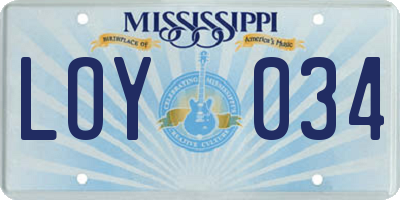 MS license plate LOY034
