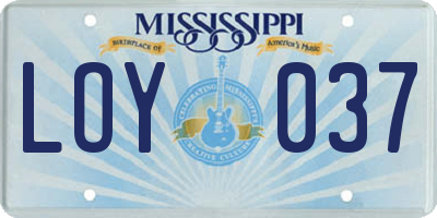 MS license plate LOY037