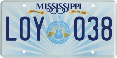 MS license plate LOY038