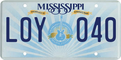 MS license plate LOY040