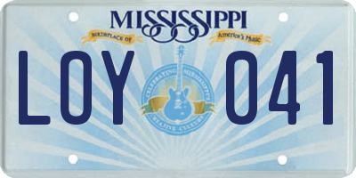 MS license plate LOY041