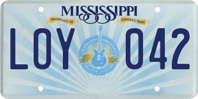 MS license plate LOY042
