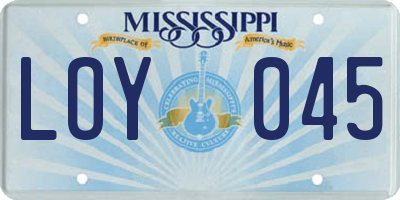 MS license plate LOY045