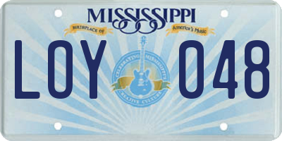MS license plate LOY048